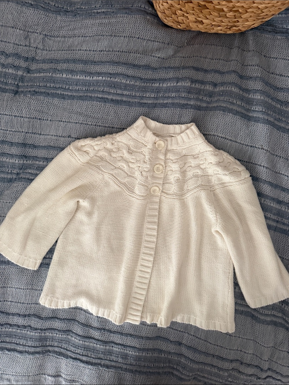 St. John's Bay Cream Cable Yoke Button Cardigan
